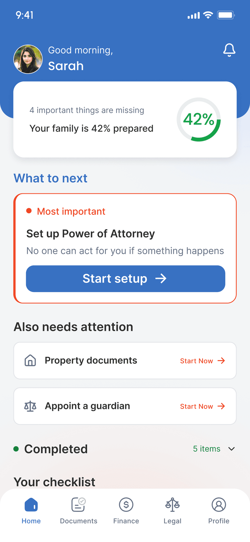 AssetOrganize home dashboard on mobile