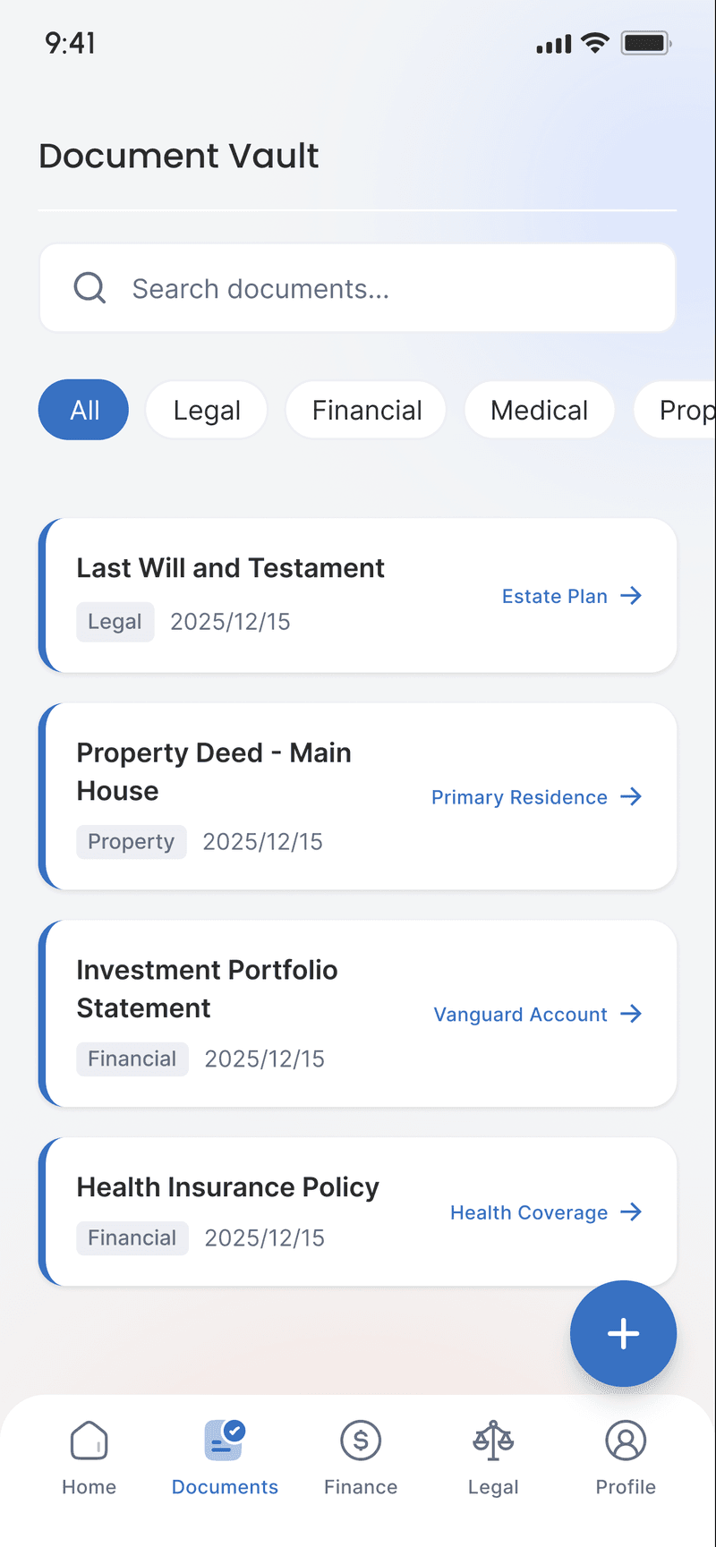 AssetOrganize document vault on mobile